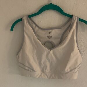 Sale! Active by Old Navy Racerback Sports Bra, Size L, White/Gray Trim